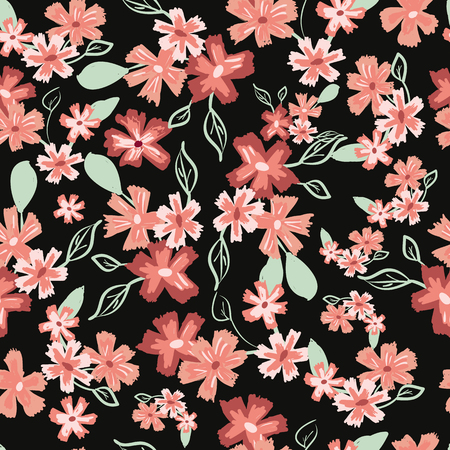 Abstract seamless pattern of cute hand painted simple flowers?のイラスト素材