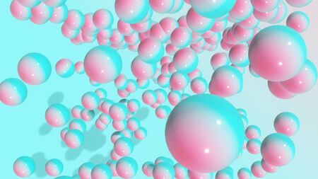 Composition of balloons with a blue-pink gradient.の写真素材