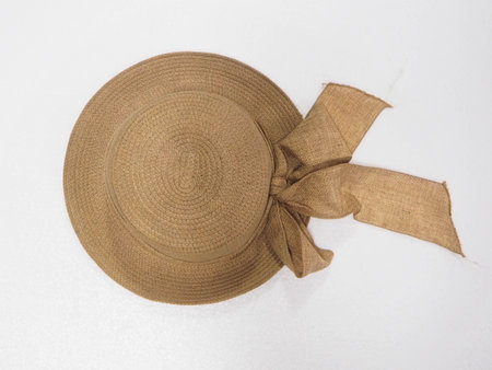 woven hat on white backgroundの写真素材