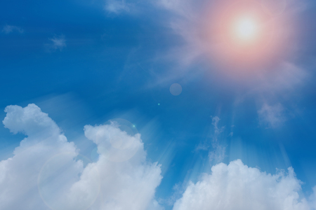 The sky background,clear blue sky with smoky waving cloud,reflection of sunlight is shining around,beauty by natureの写真素材