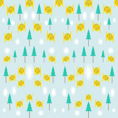 Seamless pattern with christmas trees and snowflakes.のイラスト素材