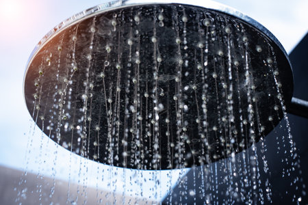 The abstract art design background of the shower and water is flowing down,outdoorの写真素材
