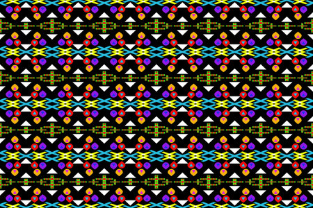 Colorful Geometric shape  form a pattern  on black background,fashion art designのイラスト素材