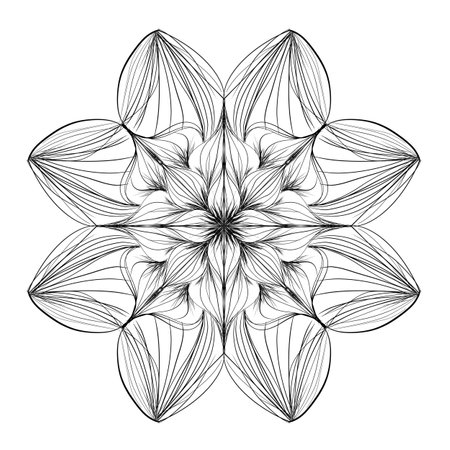 Mandala flower line art on background.simple style.のイラスト素材