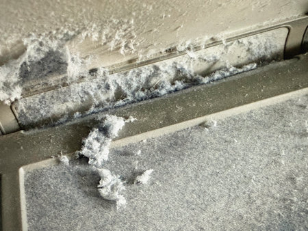Cloth dust plenty on filter from drying clothes in the dryer machine.の写真素材