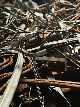 Steel scrap from used in junk,prepare for recycle.Iron wastedの写真素材