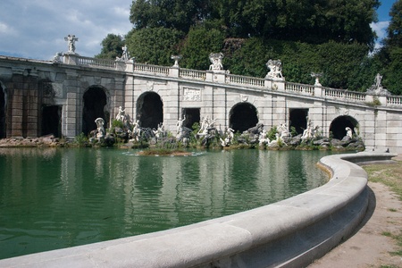 Fountai with curve in the Caserta Royal Palaceのeditorial素材