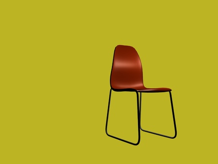 modern chair on yellow background-3d renderingの写真素材