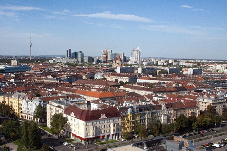 Upper view of Vienna as view from the Praterのeditorial素材