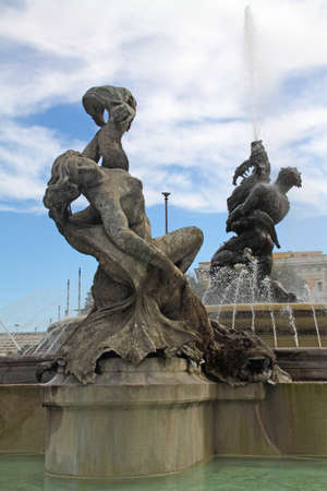 Italy-Rome-Fountain in Piazza della Repubblicaの写真素材