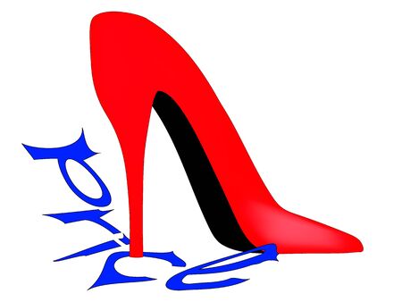 Red shoes stepped on the inscription priceのイラスト素材