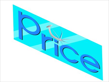 glass plate price nailed on a white backgroundのイラスト素材