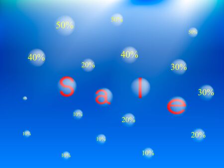 The word sell at the bottom of the sea, bubbles rise with numbersのイラスト素材