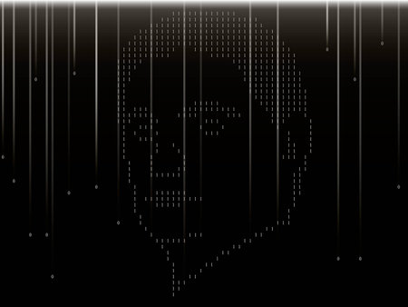 man's face painted with the help of ones and zerosのイラスト素材