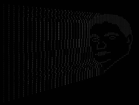 man's face painted with the help of ones and zerosのイラスト素材