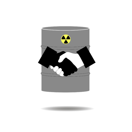handshake on the background of the nuclear casksのイラスト素材