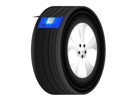 automotive wheel with the processor inside, New high technology used in the automotive wheelのイラスト素材