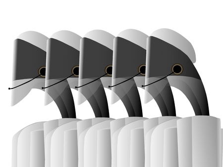 the call center of the future, robots respond to calls in a call centerのイラスト素材