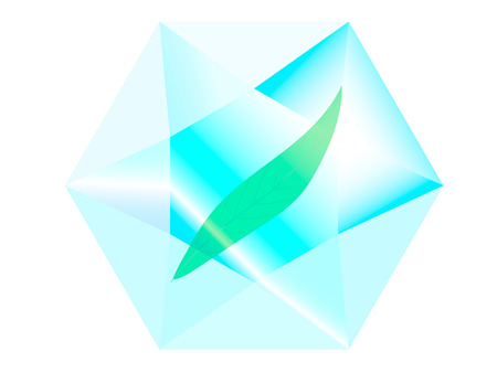 green leaf is inside the transparent diamondのイラスト素材