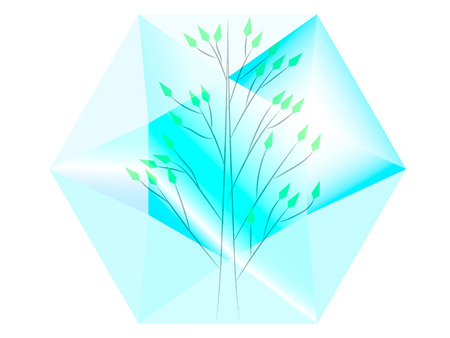 green tree located inside the transparent diamondのイラスト素材