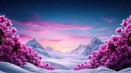 Pastel arctic valley shines bathed in light, it peaceful sightの素材