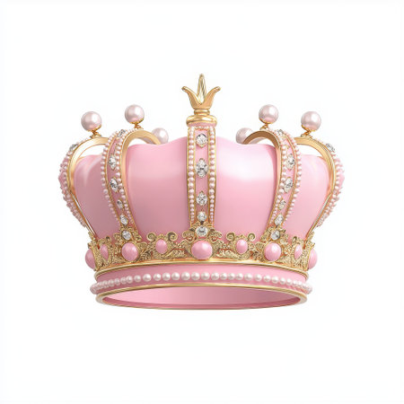 Pink glossy crown is beautiful royalty for party or special celebrationの素材
