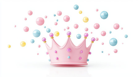 Adorable princess crown radiates joy and whimsy, floating on white backgroundの素材