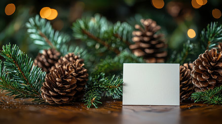 White card on pinecone feels festiveの素材