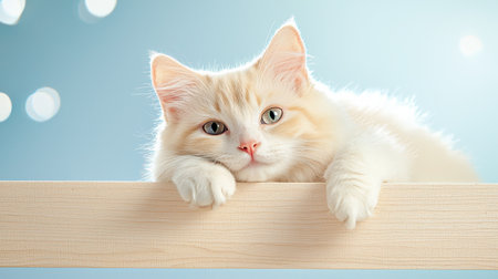 Cat resting lazily on wood, showcasing serene and peaceful compositionの素材