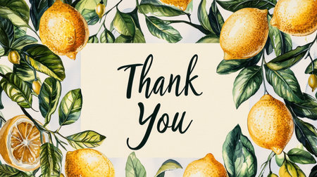 Fresh lemons and foliage convey appreciation, cheerful and brightの素材