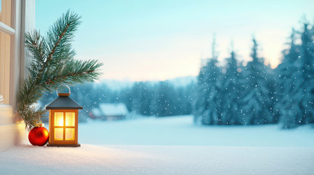 Quiet winter town scene evokes peaceful, warm feelingsの素材