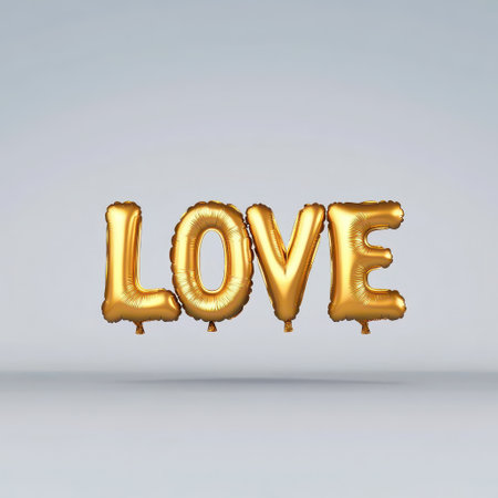 Colorful Balloon Letters Spell Love on a Simple Background for Celebrations and Eventsの素材