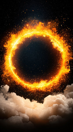 Glowing halo, fire, abstract space energy evokes feeling of powerful wonderの素材