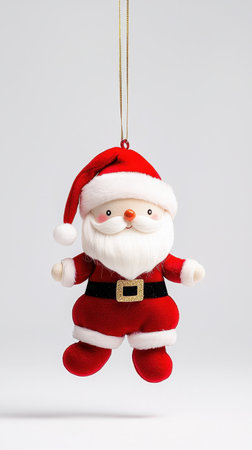 Cute Hanging Santa Ornament with Red Suit and White Beard for Holiday Decorの素材