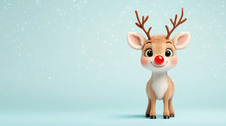 Cute cartoon reindeer character with antlers and rosy cheeksの素材