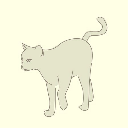 It is a line drawing of a cat taking a walk.のイラスト素材