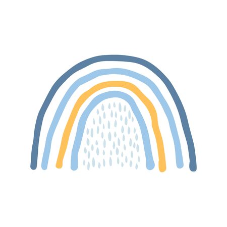 Rainbow in cartoon style isolated on white background for kids. Cute illustration in hand drawn style for posters, prints, cards, fabric, children's books, interior design. Vectorのイラスト素材