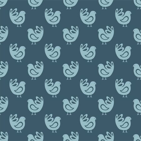 Seamless pattern with blue bird in flat style. Background with folklor pattern for fabric, textile, Wallpaper, wrapping paper. vector illustrationのイラスト素材