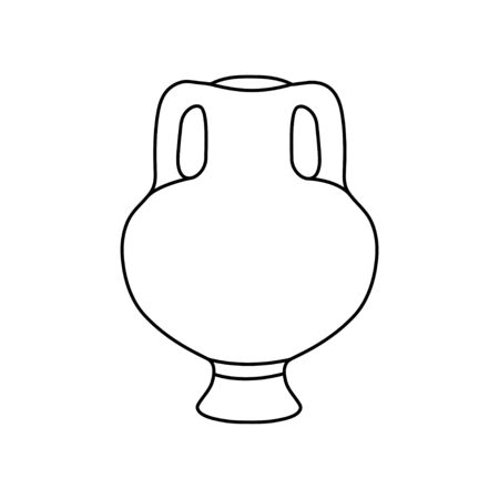 Black icon outline of jug, amphora isolated on a white background in hand drawn style.のイラスト素材