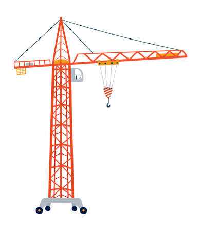 Building crane isolated on a white background in flat style.のイラスト素材
