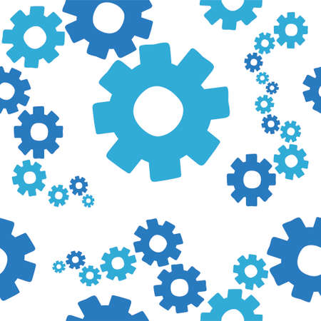 Seamless pattern with different tools. Gears background in flat style. Vector illustrationのイラスト素材