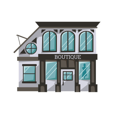 Facade of the boutique store building in flat style. Urban small shop isolated on white background. Vector illustrationのイラスト素材