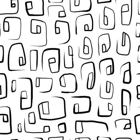 Seamless pattern with variety abstract shapes, lines, spirals, stripes. Background drawn with ink and marker in hand drawn style. Illustrations with natural texture in the Scandinavian style. Vectorのイラスト素材