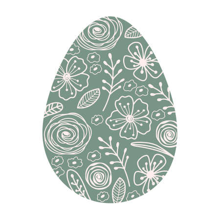 Silhouettes green Easter eggs with spring floral . Illustration minimalistic Easter eggs. vectorのイラスト素材