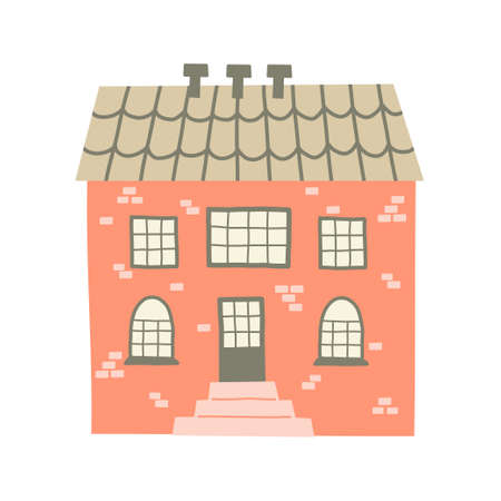 Illustration of a cute house in a flat style. Minimalistic city building on white background. vectorのイラスト素材