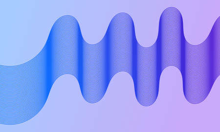 Modern abstract background with blue wavy lines. Wave line art, curved smooth design. Vector illustrationのイラスト素材