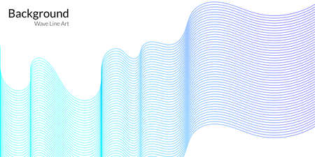 Modern abstract background with wavy lines in blue gradations. Wave line art, curved smooth design. Vector illustrationのイラスト素材