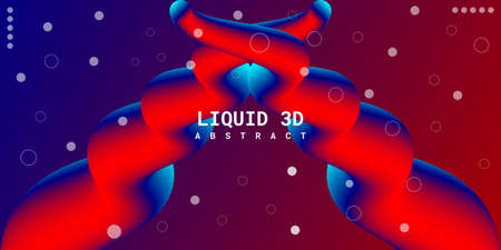 Modern abstract liquid 3d background with blue and red gradient. Suitable for use, posters, flyers, book covers, website backgrounds or landing pages. Vector illustrationのイラスト素材