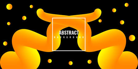 Modern abstract liquid 3d background with yellow gradient. Suitable for use, posters, flyers, book covers, website backgrounds or landing pages. Vector illustrationのイラスト素材