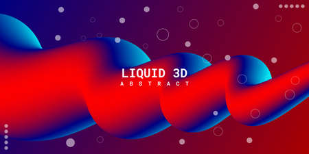 Modern abstract liquid 3d background with blue and red gradient. Suitable for use, posters, flyers, book covers, website backgrounds or landing pages. Vector illustrationのイラスト素材